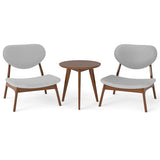 Accent Chairs Set of 2 with Side Table and Solid Wood Frame-Gray
