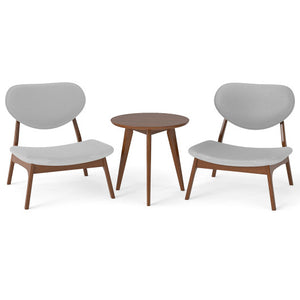 Accent Chairs Set of 2 with Side Table and Solid Wood Frame-Gray