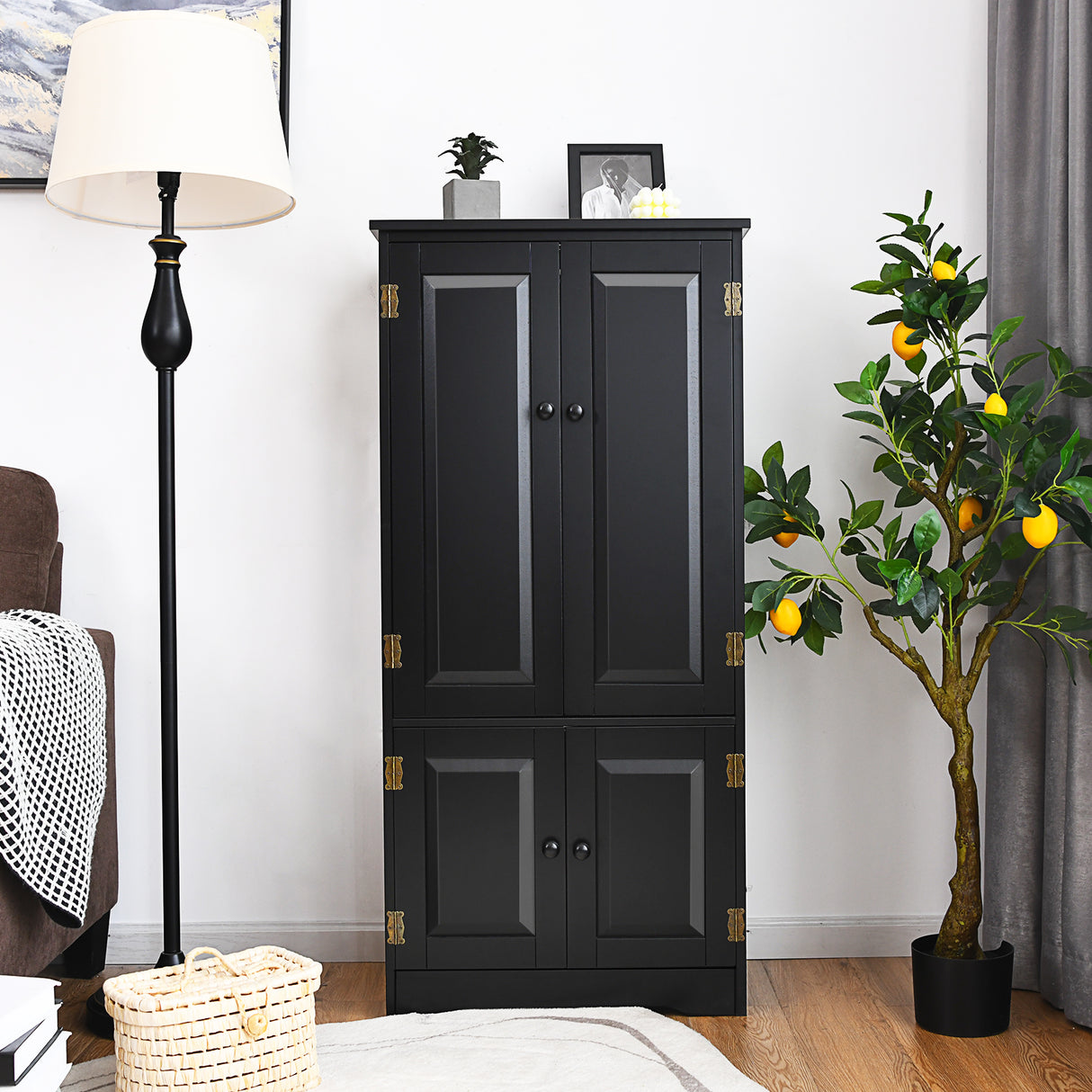 Accent Storage Cabinet Adjustable Shelves-Black