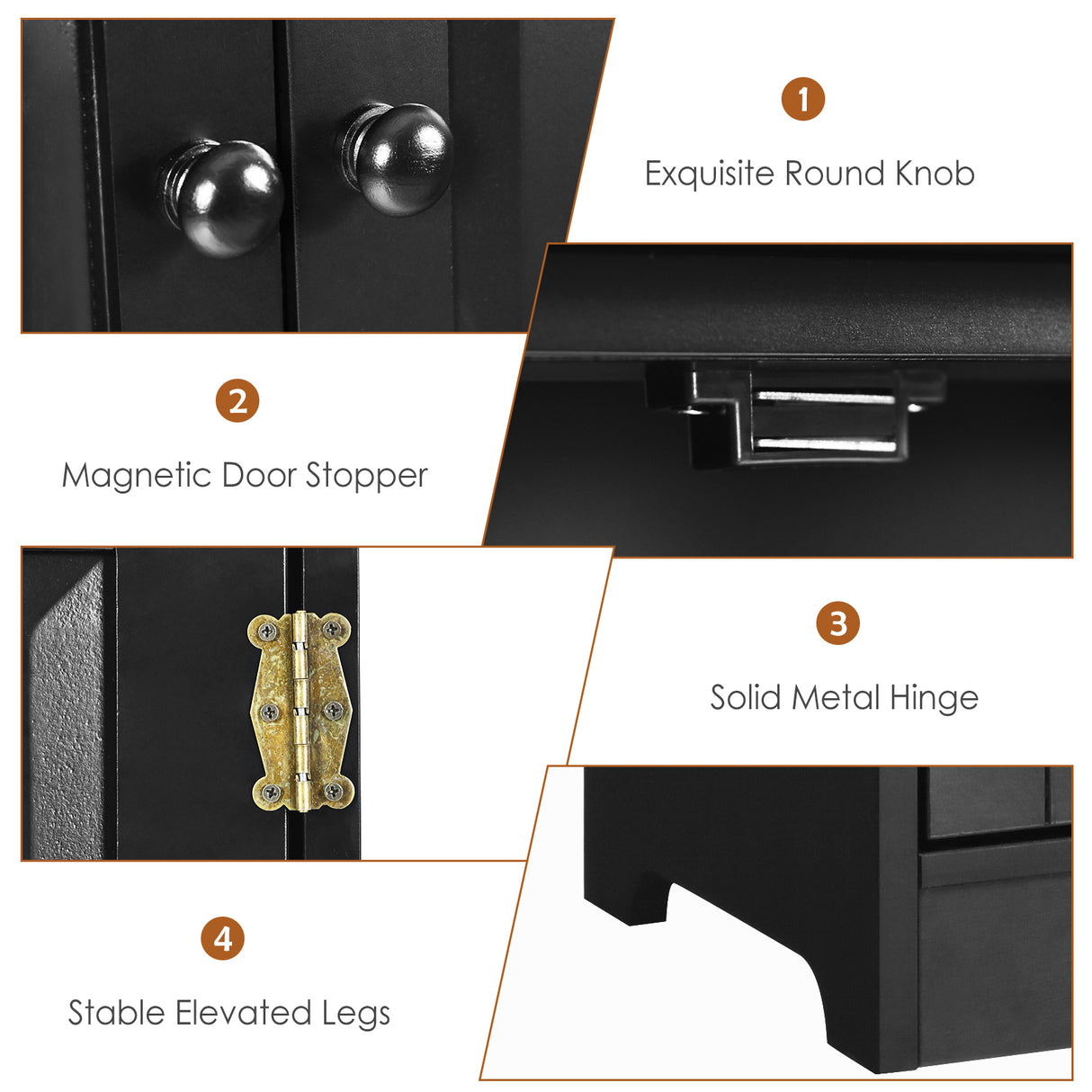 Accent Storage Cabinet Adjustable Shelves-Black