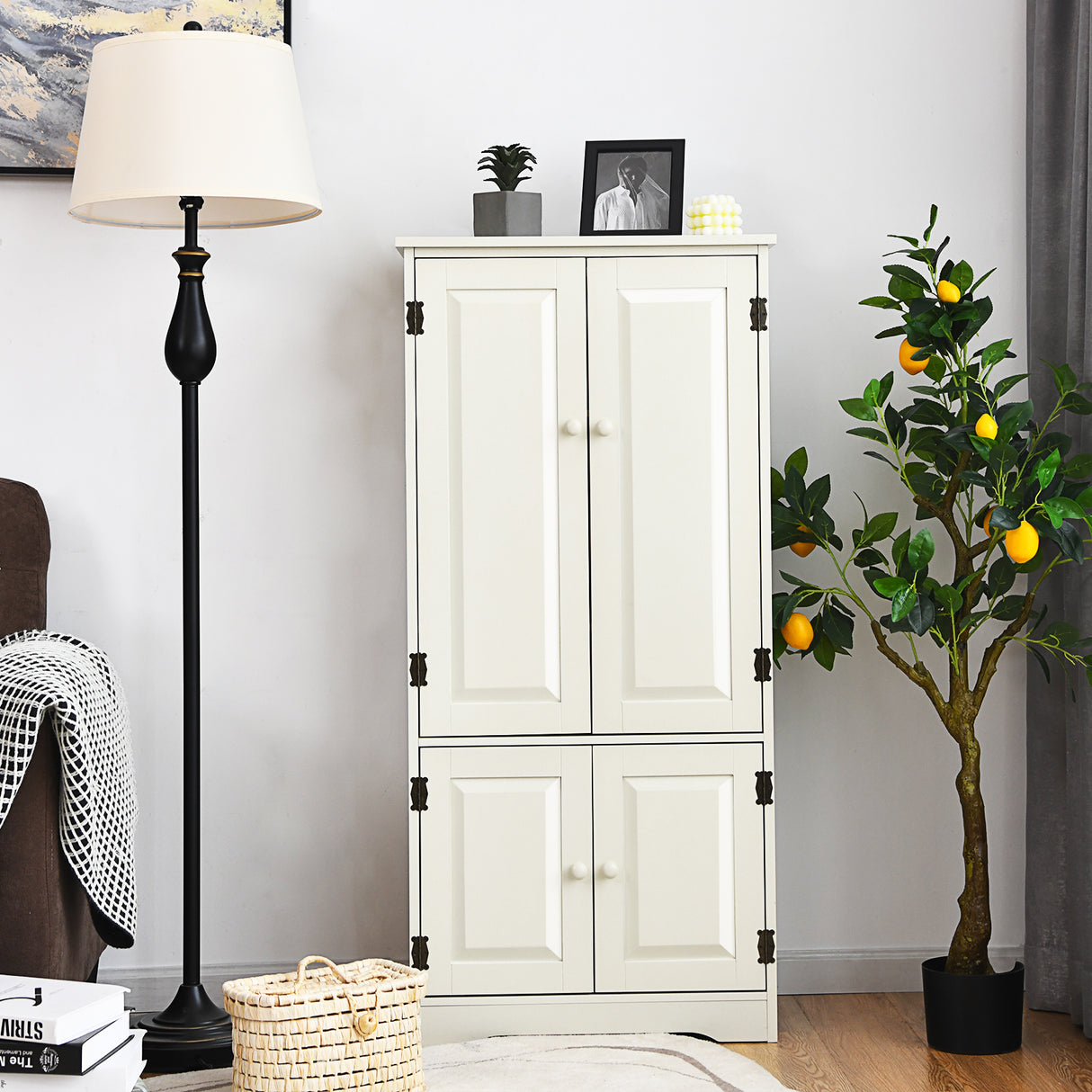 Accent Storage Cabinet Adjustable Shelves-Black