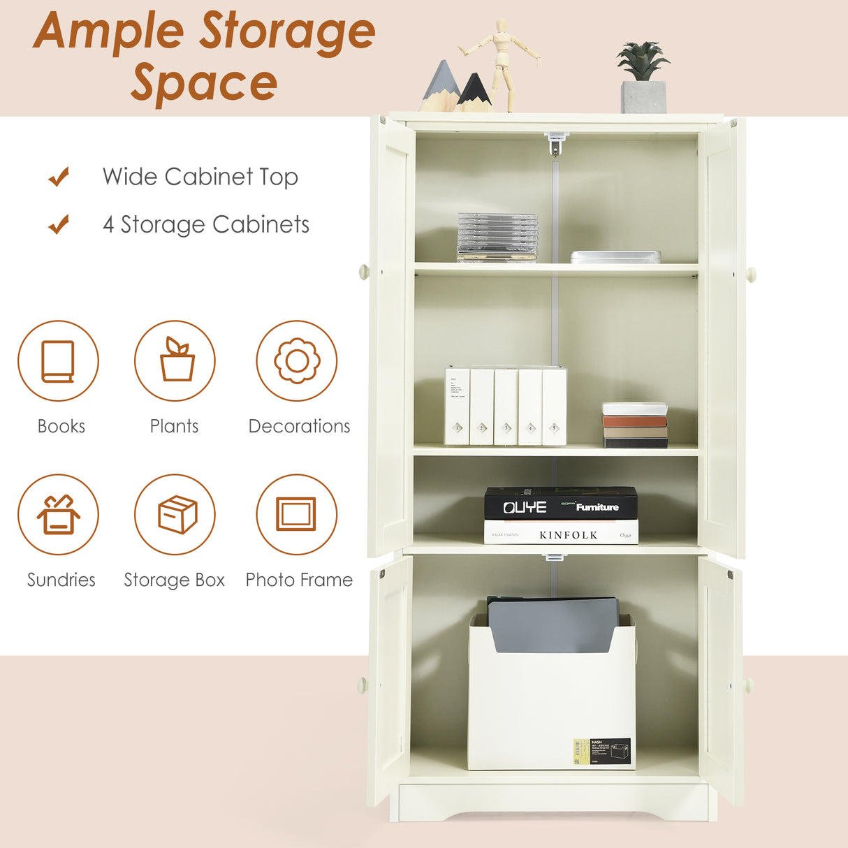 Accent Storage Cabinet Adjustable Shelves-Black
