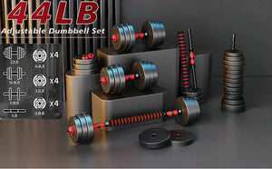 44bls Adjustable Dumbbell Set for Home Gym Fitness Weight Plates, 3-in-1 Ergonomic Modes, Heavy Duty Cast for Strength Training