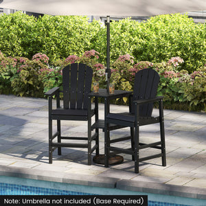 2-Seat Adirondack Chair All-Weather Adirondack Chair with Double Connecting Tray-Black