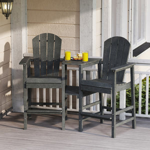 2-Seat Adirondack Chair All-Weather Adirondack Chair with Double Connecting Tray-Gray