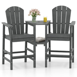 2-Seat Adirondack Chair All-Weather Adirondack Chair with Double Connecting Tray-Gray