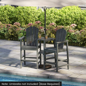 2-Seat Adirondack Chair All-Weather Adirondack Chair with Double Connecting Tray-Gray