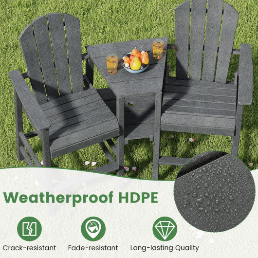 2-Seat Adirondack Chair All-Weather Adirondack Chair with Double Connecting Tray-Black