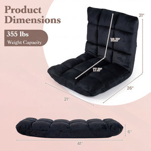 Adjustable 14-Position Floor Chair Folding Lazy Gaming Sofa Chair-Black