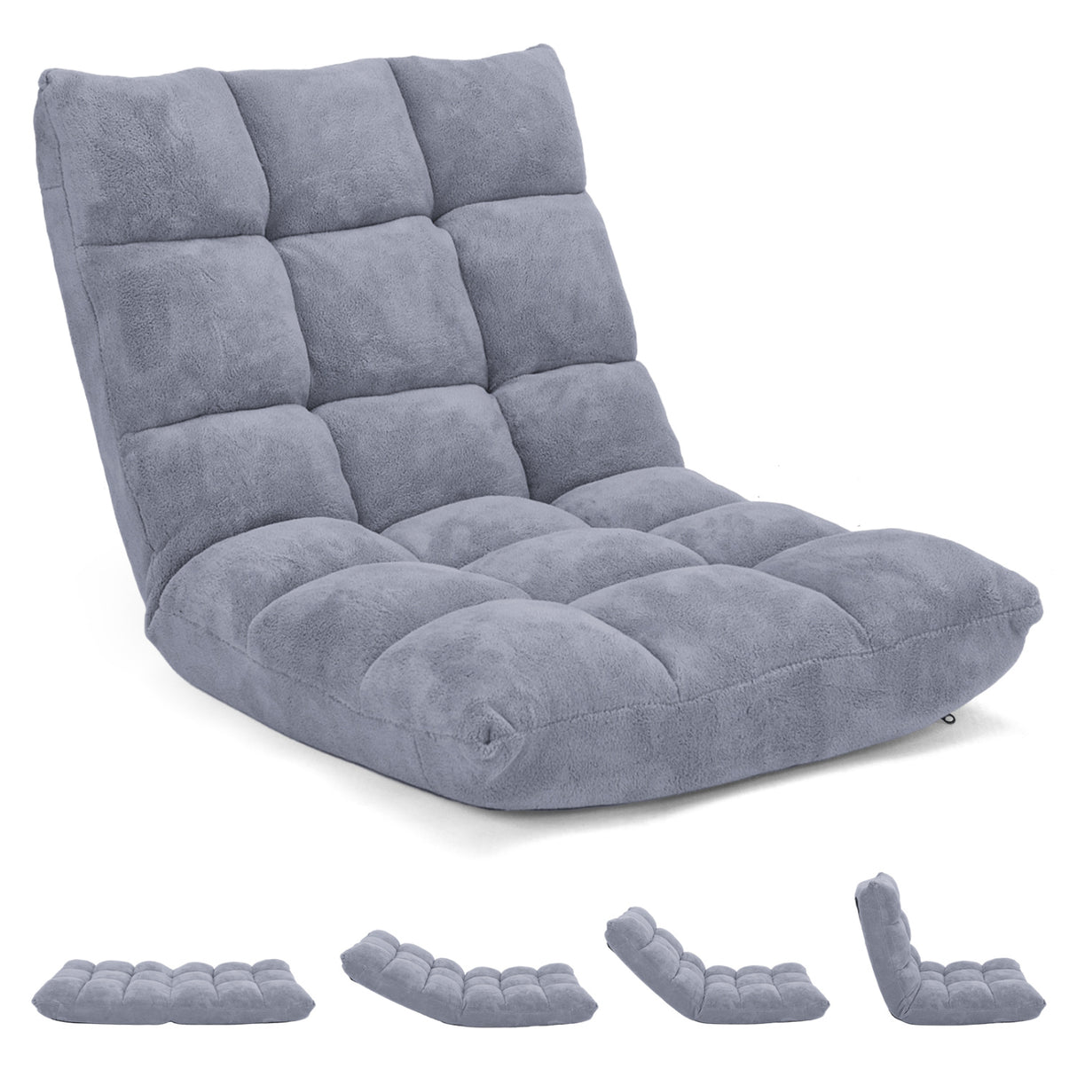 Adjustable 14-position Cushioned Floor Chair-Beige