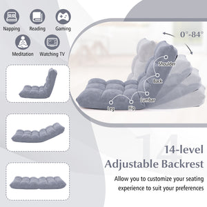 Adjustable 14-position Cushioned Floor Chair-Gray