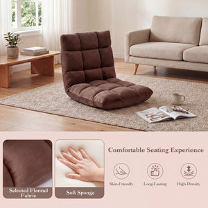Adjustable 14-position Cushioned Floor Chair-Coffee