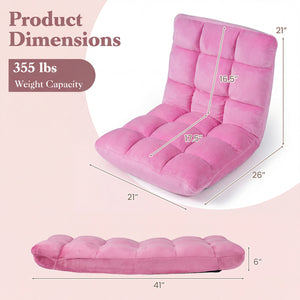Adjustable 14-position Cushioned Floor Chair-Pink