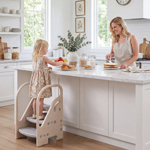 Adjustable 3-Step Helper Stool with Safety Handles and for kids-Gray