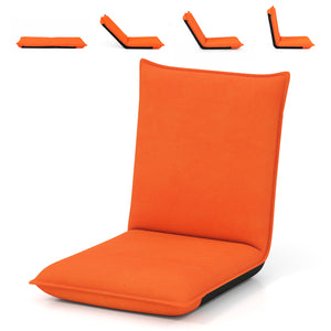 Adjustable 6 Positions Folding Lazy Man Sofa Chair Floor Chair-Orange