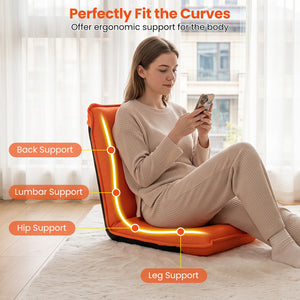 Adjustable 6 Positions Folding Lazy Man Sofa Chair Floor Chair-Orange