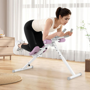 Adjustable Abdominal Trainer Ab Workout Machine Foldable Ab Cruncher-White