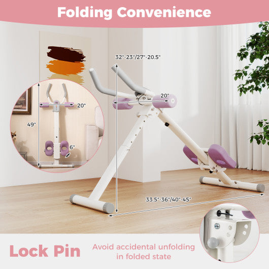 Adjustable Abdominal Trainer Ab Workout Machine Foldable Ab Cruncher-White