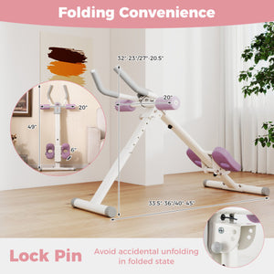 Adjustable Abdominal Trainer Ab Workout Machine Foldable Ab Cruncher-White