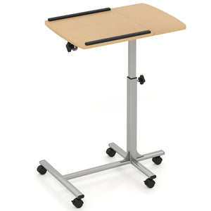 Adjustable Angle Height Rolling Laptop Table-Natural