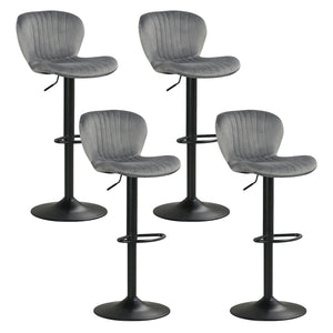 Adjustable Counter Height Chairs Set of 4 with Velvet Upholstered Backrests-Gray