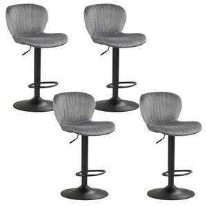 Adjustable Counter Height Chairs Set of 4 with Velvet Upholstered Backrests-Gray