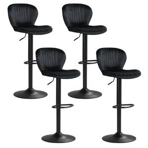 Adjustable Counter Height Chairs Set of 4 with Velvet Upholstered Backrests-Black