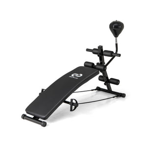 Adjustable Decline Sit Up Bench for Exercise for Home Gym with Speed Ball and 2 Resistance Bands