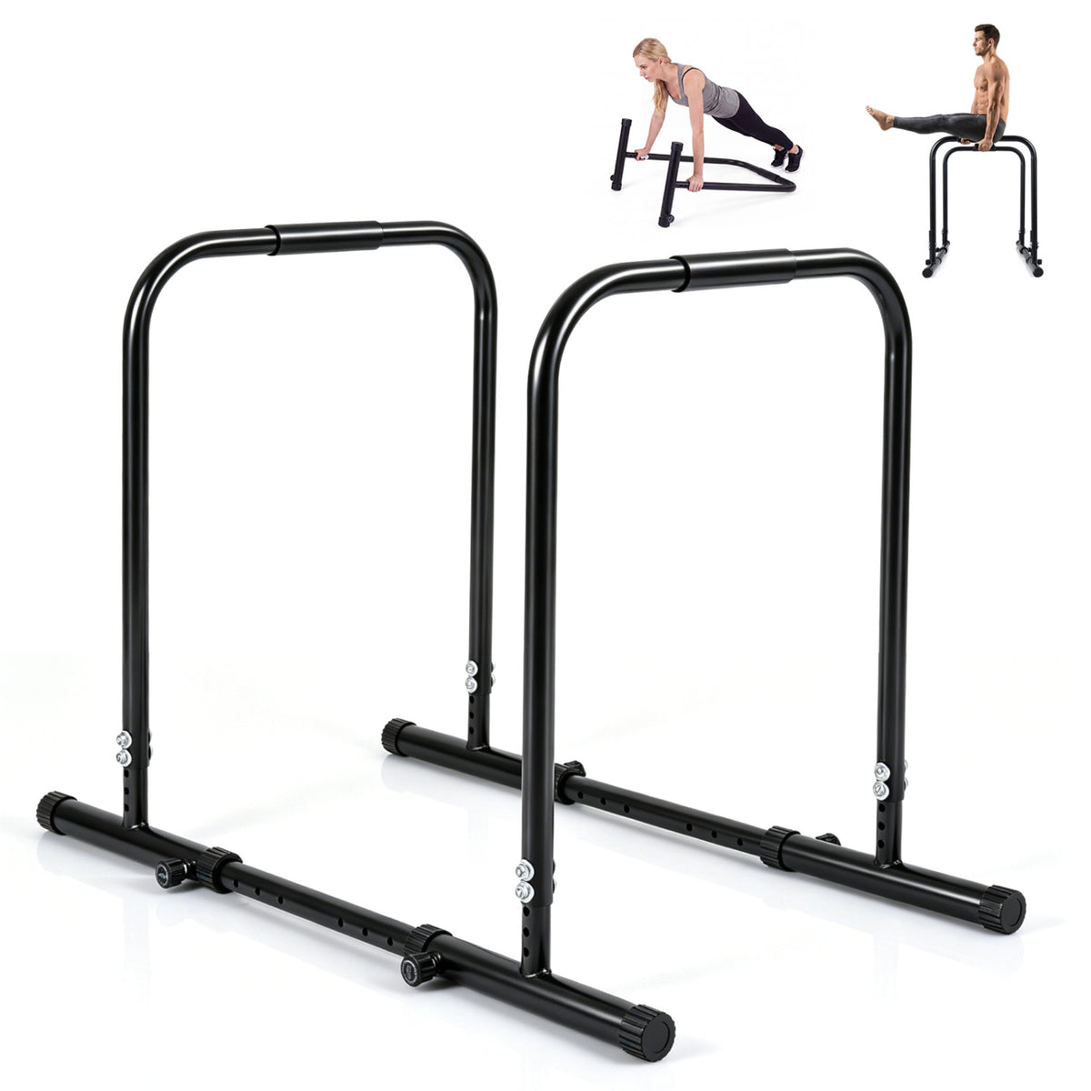 Adjustable Dip Bar Station with 660 LBS Capacity for Home Gym-Black