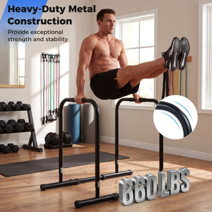 Adjustable Dip Bar Station with 660 LBS Capacity for Home Gym-Black