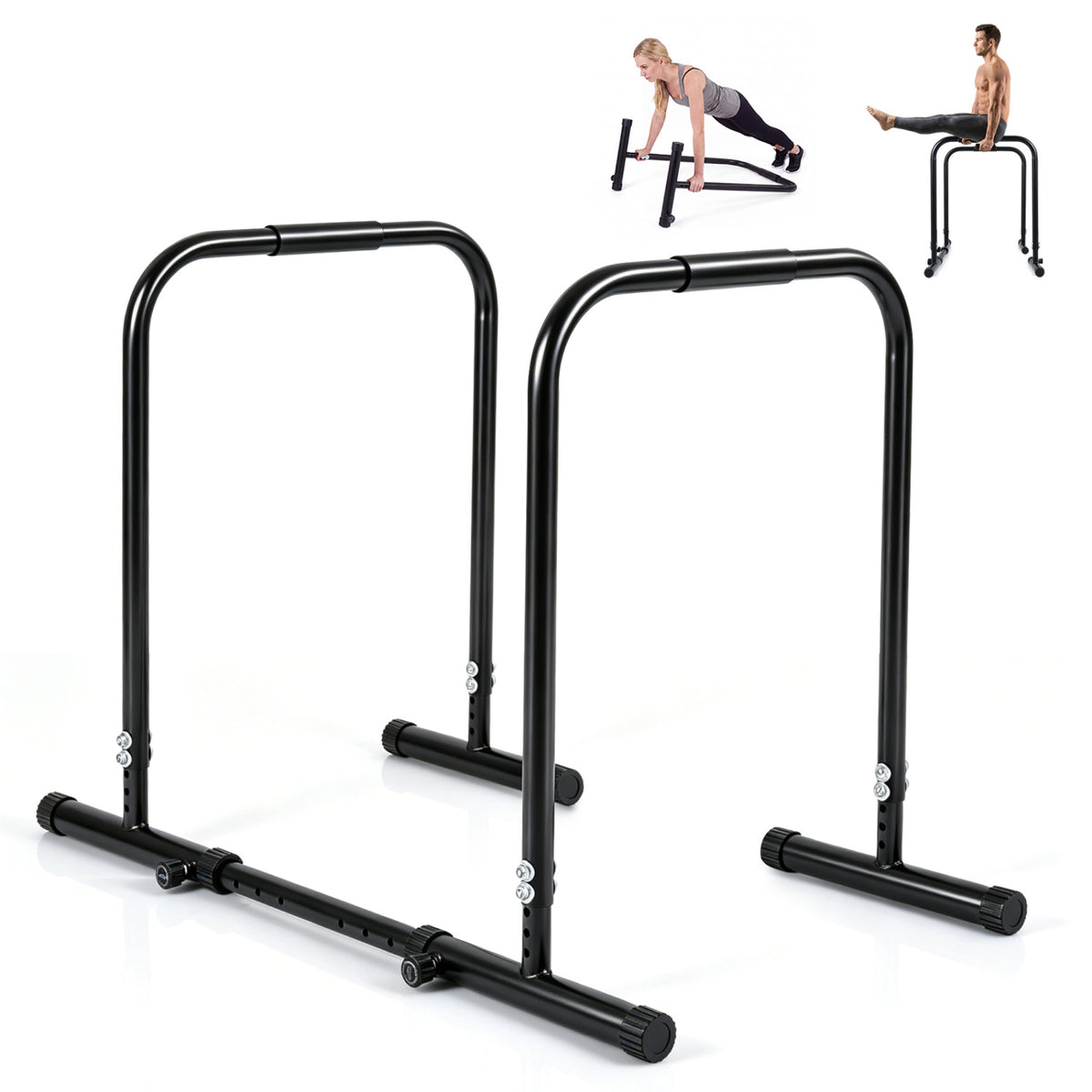Adjustable Dip Bar Station with 660 LBS Capacity for Calisthenics and Strength Training-Black