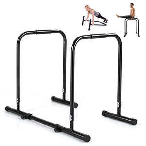 Adjustable Dip Bar Station with 660 LBS Capacity for Calisthenics and Strength Training-Black