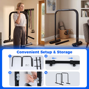 Adjustable Dip Bar Station with 660 LBS Capacity for Calisthenics and Strength Training-Black