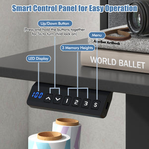 55 Inch x 24 Inch Height Adjustable Electric Standing Desk with 2 Drawers-Black