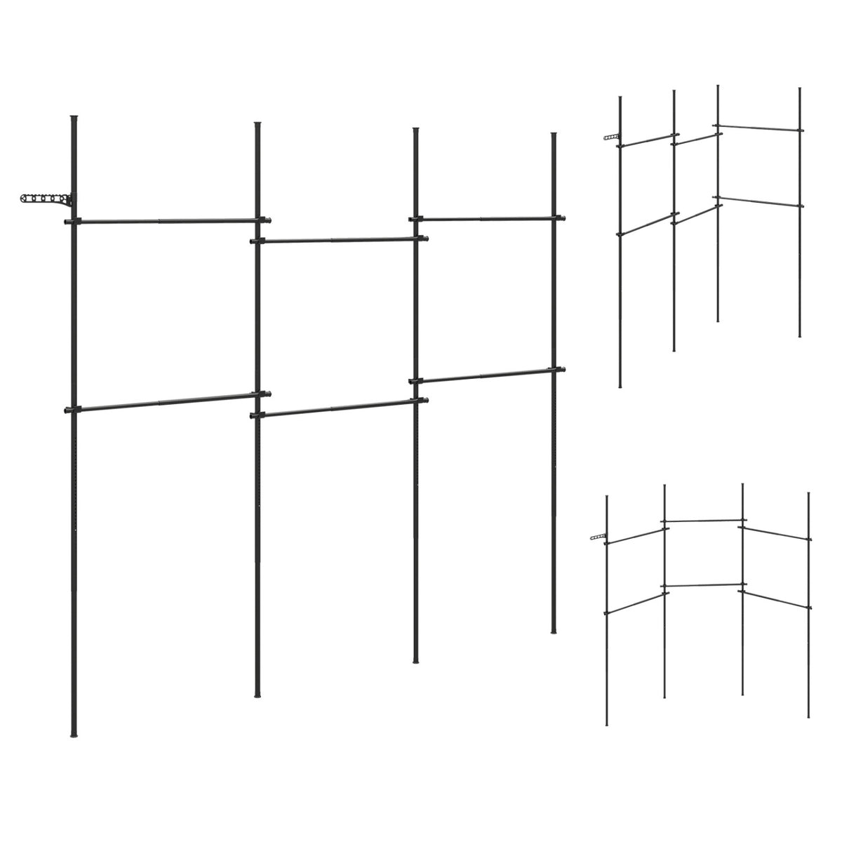 Adjustable Floor to Ceiling Clothes Rack with 6 Hanging Rods-Black