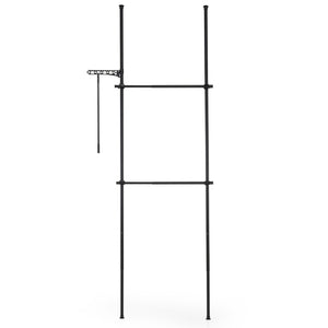 Adjustable Floor to Ceiling Clothes Rack with 2 Hanging Rods-Black