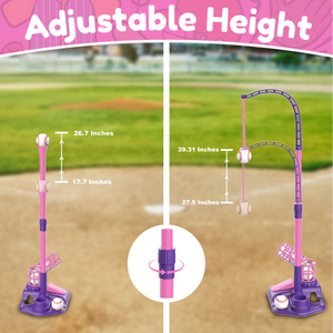 Contixo 3-in-1 Kids T-Ball Set - Adjustable Tee, 6 Balls, Indoor/Outdoor, Ages 3-5 by Contixo