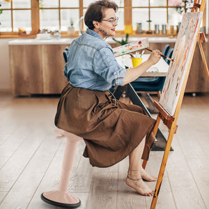 Adjustable-Height Wobble Chair Active Learning Stool for Office Stand Up Desk-Pink