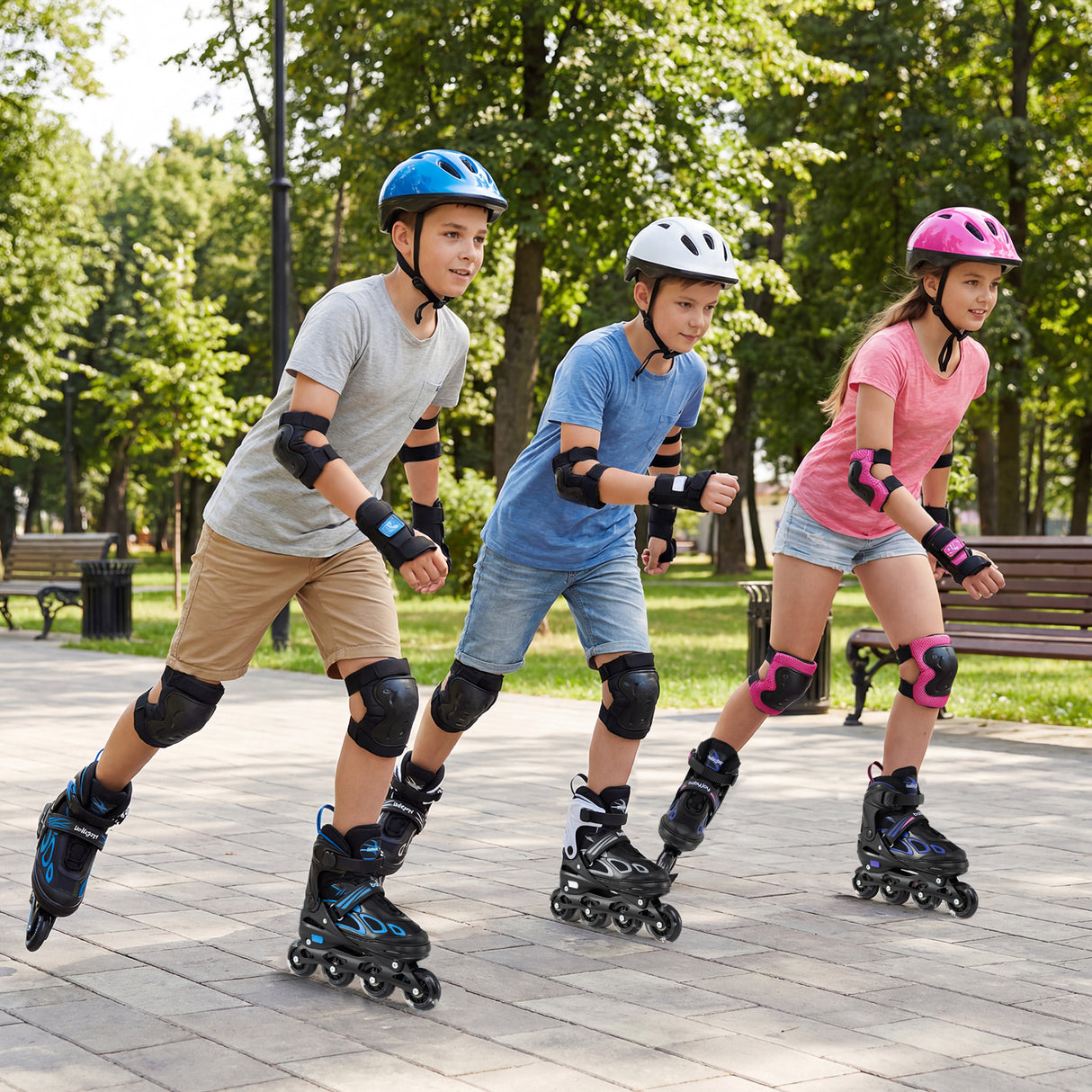 Adjustable Kids' Incline Skates 4 Sizes Adjustable Blade Roller-Black