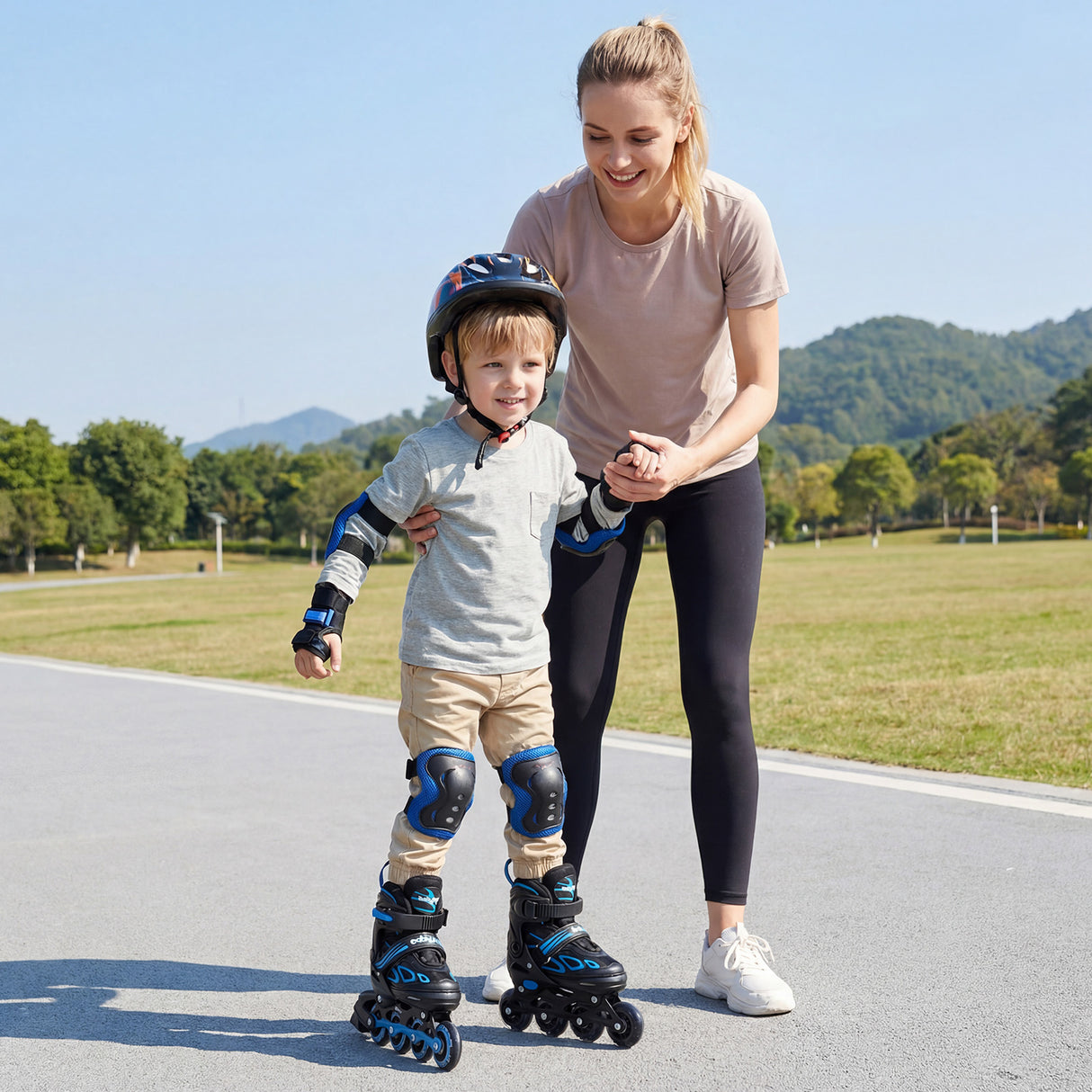 Adjustable Kids' Incline Skates for Boys Girls Ages 5-14-Blue