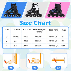 Adjustable Kids' Incline Skates 4 Sizes Adjustable Blade Roller-Blue