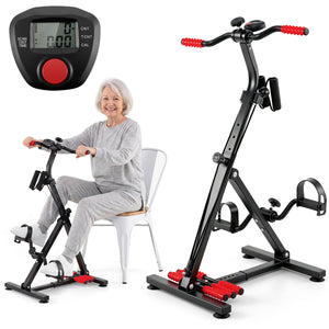 Adjustable LCD Pedal Exercise Bike with Massage-Red
