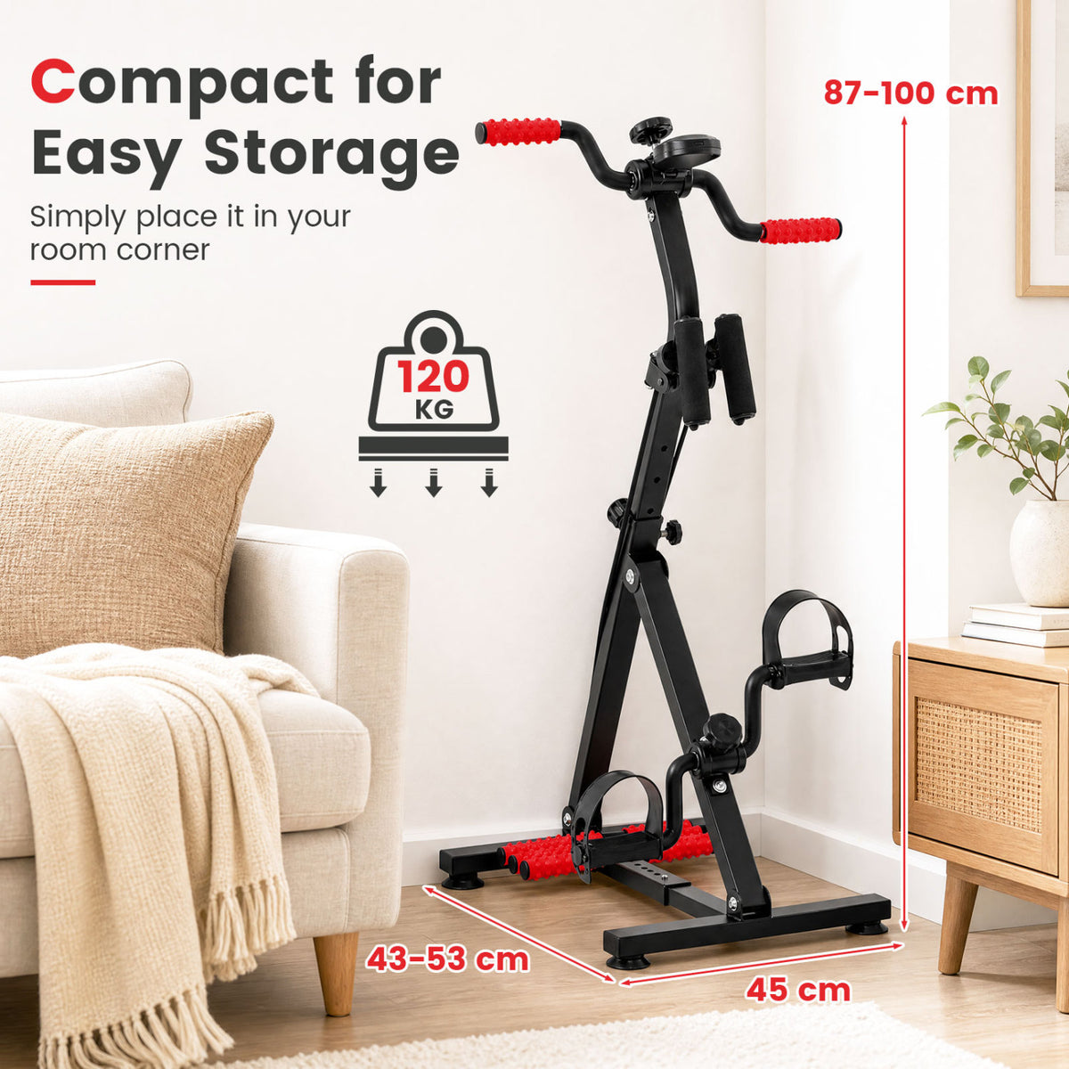 Adjustable LCD Pedal Exercise Bike with Massage-Red