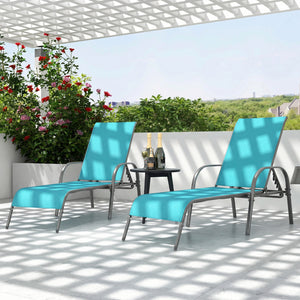 Adjustable Patio Chaise Folding Lounge Chair with Backrest-Turquoise
