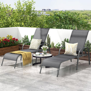 Adjustable Patio Chaise Folding Lounge Chair with Backrest-Dark Gray