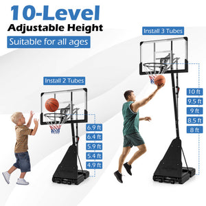 4.9-10 Feet Height Adjustable Portable Basketball Hoop Basketball Goal System