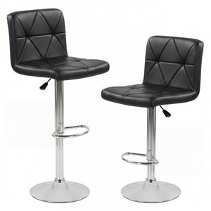 Adjustable Swivel Barstools Set of 2 with Back and Footrest-Black