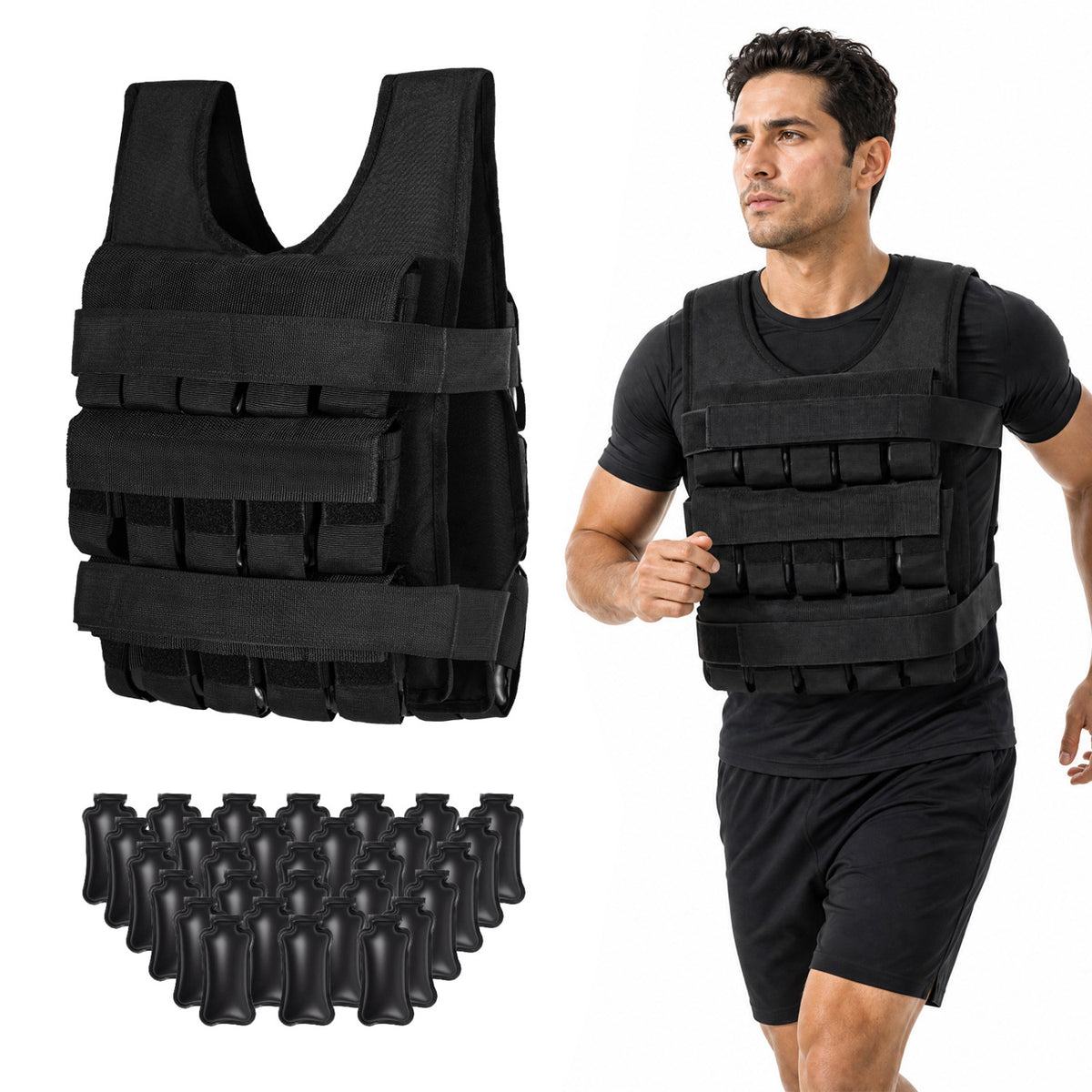Adjustable Weighted Vest for Men and Women with Removable Iron Weights-44 lbs and S Size