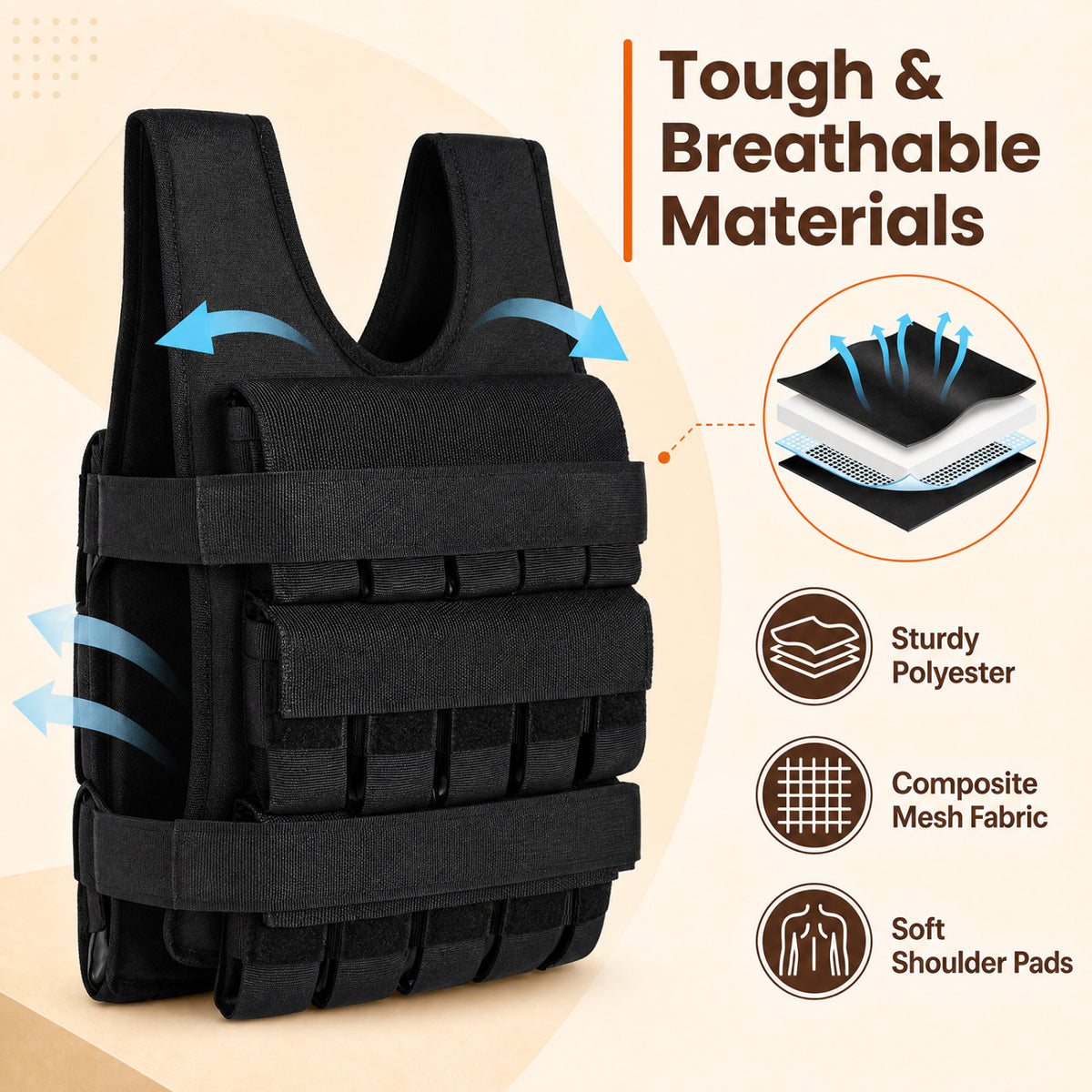 Adjustable Weighted Vest for Men and Women with Removable Iron Weights-44 lbs and S Size