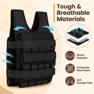 Adjustable Weighted Vest for Men and Women with Removable Iron Weights-44 lbs and S Size